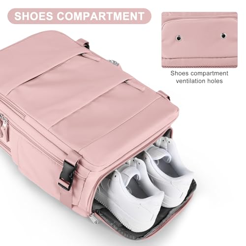 coofay Personal Item Travel Backpack for Women Airline Approved Carry on Backpack Flight Approved Waterproof Sports Luggage Backpack Casual Daypack Small Hiking Backpack Pink Backpack - Image 5