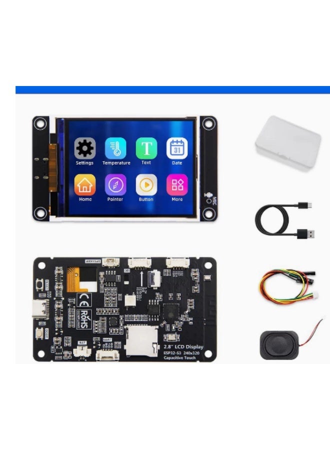 وبوت جي سي سي لوحة تطوير شاشة ذكية ESP32-S3 بشاشة لمس 2.8 بوصة TFT مع WiFi وBluetooth، تدعم LVGL وArduino وMicroPython، مع مكبر صوت وميكروفون وفتحة MicroSD لمشاريع إنترنت الأشياء والروبوتات - Image 3