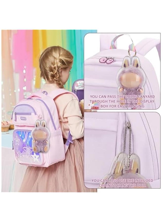 Arabest Clear Figure Display Case for Popmart Labubu, Doll Accessories for Labubu with Keychain, Display Cover Case for Sitting Figures (Sitting)  - Image 5
