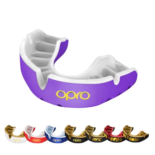 OPRO Gold Level Mouth Guard - Moldable Mouthguard with Premium Comfort Fit, and Multi-Layer Protection for Boxing, MMA, Rugby, Hockey, and Football Mouthpiece – Includes Case (Purple/Pearl, Adult) - Image 1
