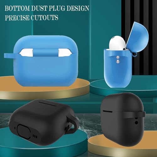 OJOS Case AirPods 3 Cover, Silicone Protective Accessories Skin with Keychain Compatible with Apple AirPod 3rd Generation 2021, Front LED Visible- Sky Blue - Image 4