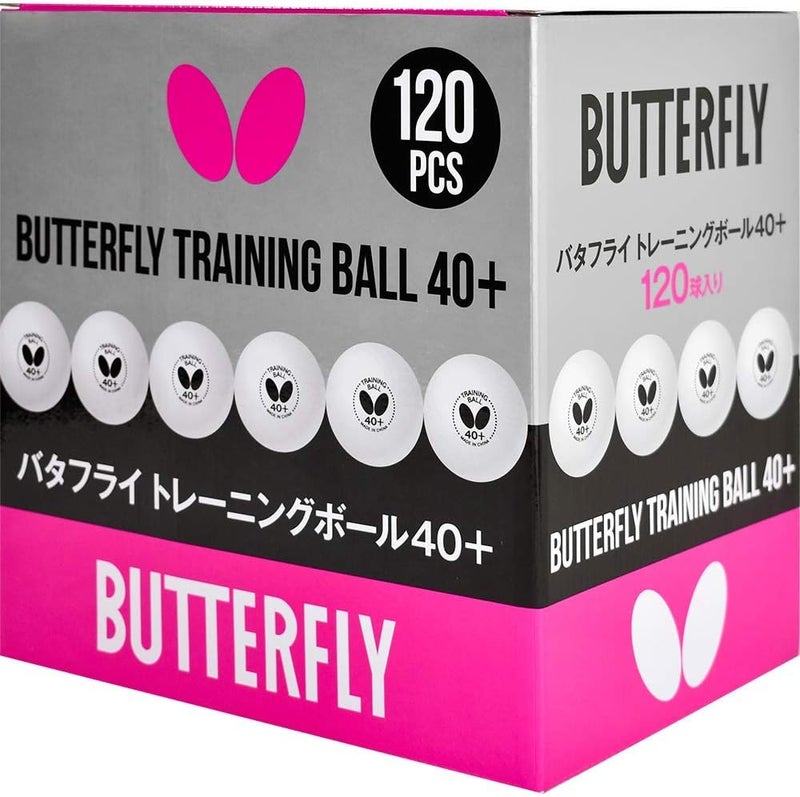 Butterfly 40+ Training Table Tennis Ball - White, 40mm Training Balls - Box of 120-40+ Training Balls are Comparable to a Three-Star Ball - Image 1