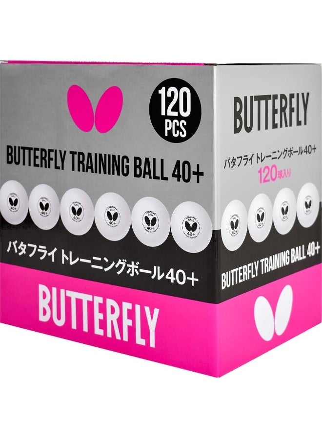 Butterfly 40+ Training Table Tennis Ball - White, 40mm Training Balls - Box of 120-40+ Training Balls are Comparable to a Three-Star Ball - Image 1