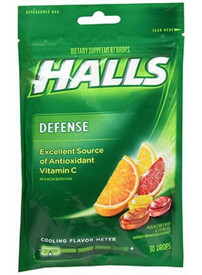 Halls Defense Vitamin C Assorted Citrus Supplement Drops - 30 Drops - Image 1