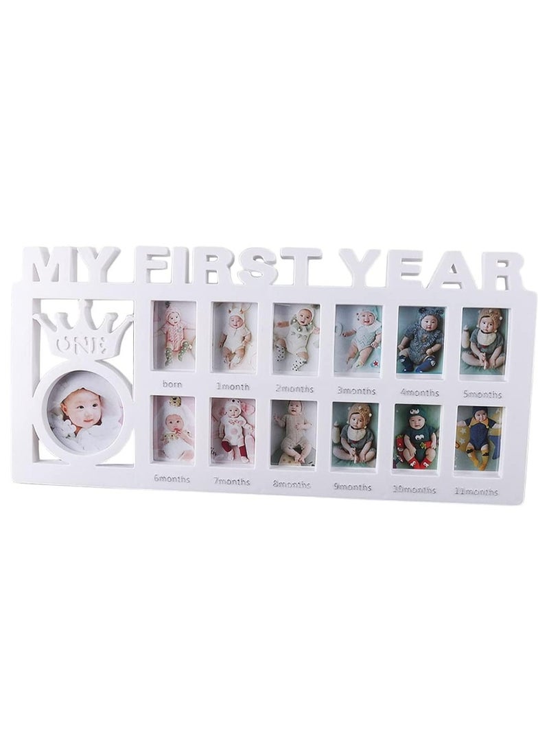 JOLLITY LLC إطار صور طفلي الأول من My First Year Frame للتذكارات، إطار صور أبيض  - Image 1