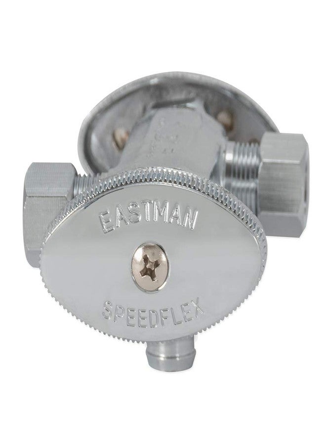 إيست مان صمام إيقاف إيستمان متعدد الدورات بمقبض مزدوج، قطر خارجي 3/8 بوصة × قطر خارجي 3/8 بوصة × مدخل PEX 1/2 بوصة، مطلي بالكروم، 48673LF - Image 3