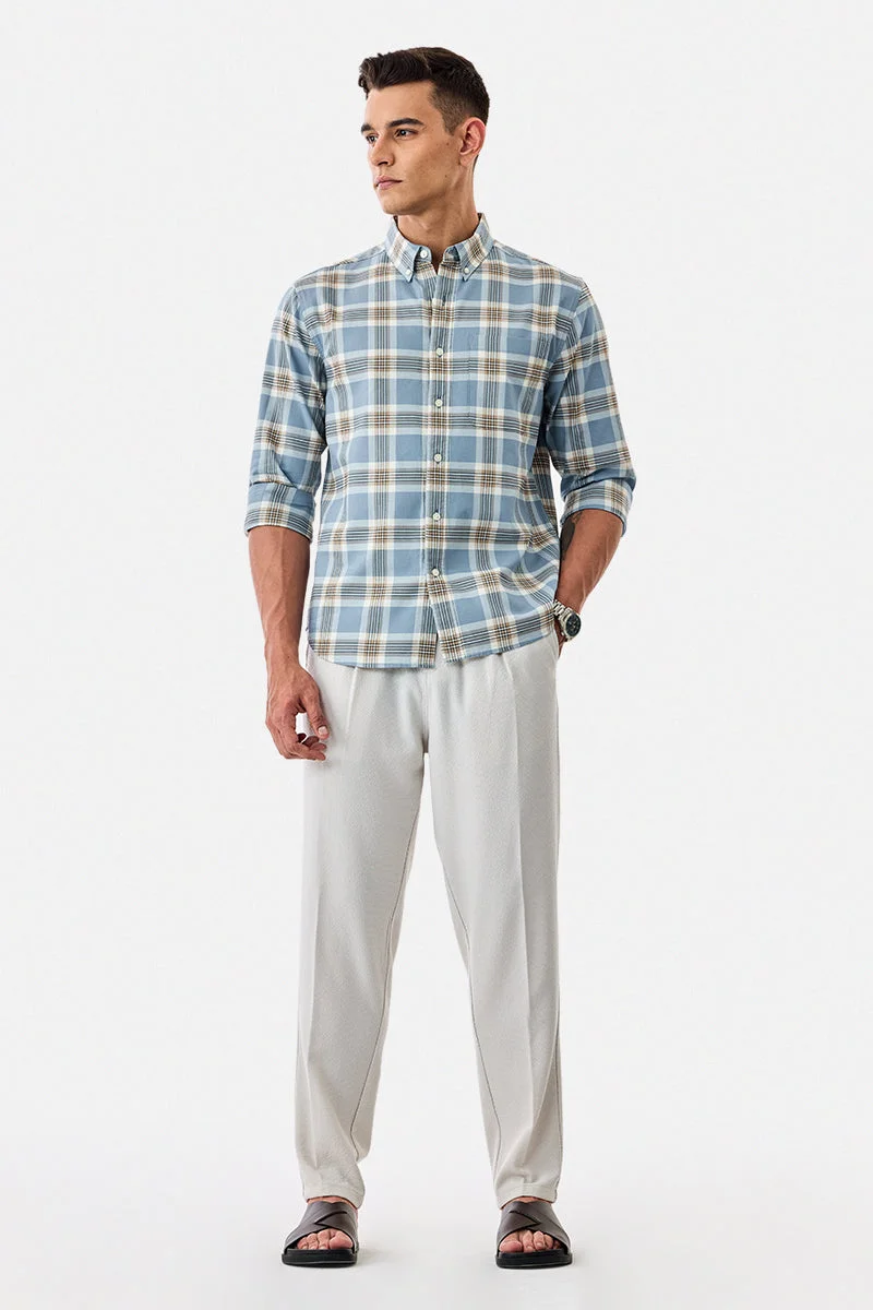 سنيتش White Textured Loose Fit Casual Trousers