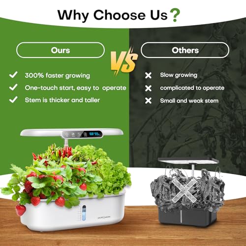 Ahopegarden Hydroponics Growing System with 12 Pods, Indoor Garden Kit with LED Grow Light & LCD Temp Humidity Display, Smart Quiet Pump Planter for Herbs, Lettuce, Vegetables, Kitchen Garden Use - Image 4