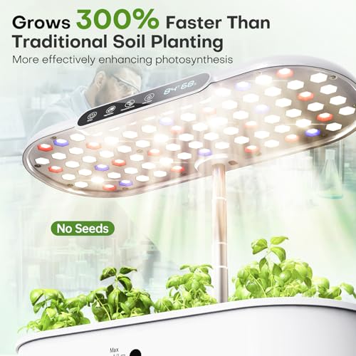 Ahopegarden Hydroponics Growing System with 12 Pods, Indoor Garden Kit with LED Grow Light & LCD Temp Humidity Display, Smart Quiet Pump Planter for Herbs, Lettuce, Vegetables, Kitchen Garden Use - Image 3