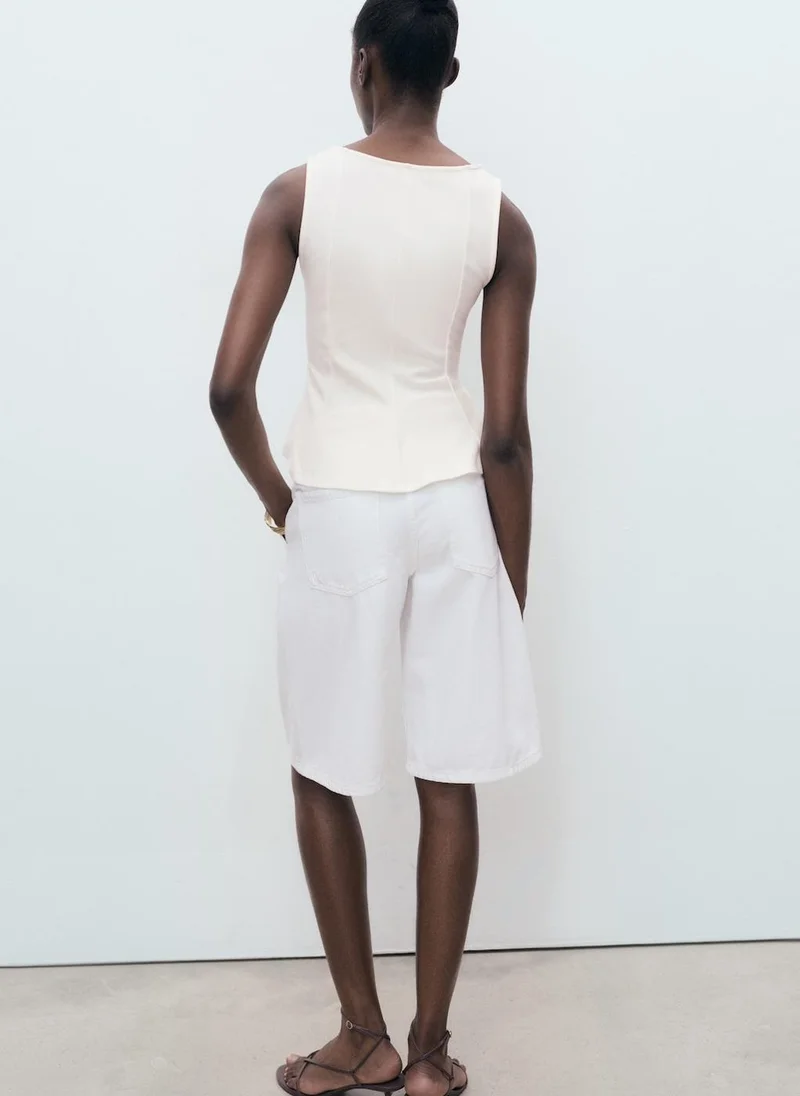 مانجو Peplum Top With Seam Detail