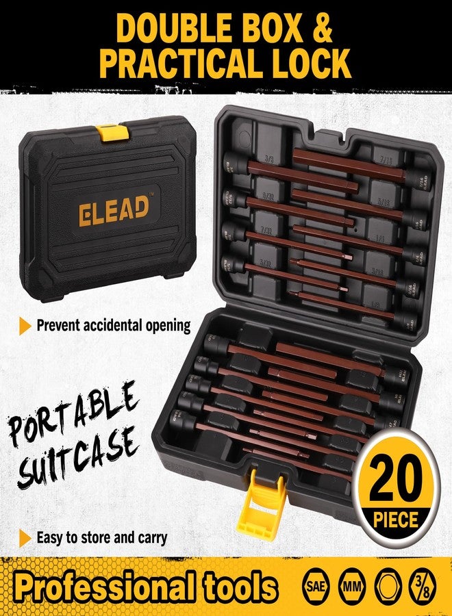 ELEAD Extra-Long Allen Hex Bit Socket Set: 20-Piece 3/8 Inch Drive, S2 Steel, Standard SAE & Metric (1/8-Inch - 7/16-Inch, 3-12mm) for Impact Drills and Ratchet Wrenches - Image 5