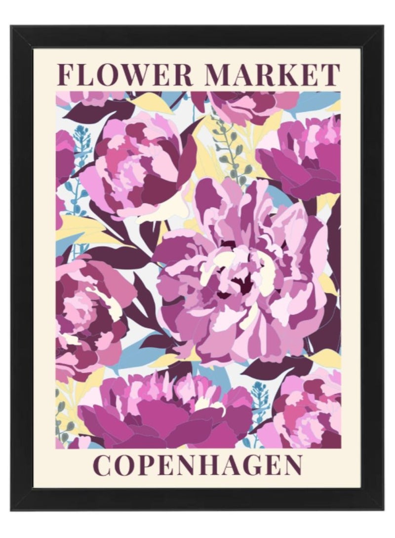 Boomah Accessories Flower Market Copenhagen Colorful Botanical Art Poster with Frame 50x40cm 