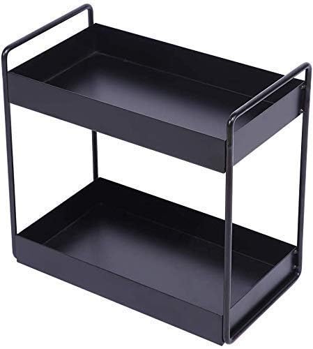 Namani Metal 2-Tier Standing Spice Rack, Bathroom Countertop Storage Rack, Dish Rack for Kitchen Organizer, Cosmetic Shelf Rack MultiPurpose Cabinet Tray for Dresser (Black-1) - Image 2