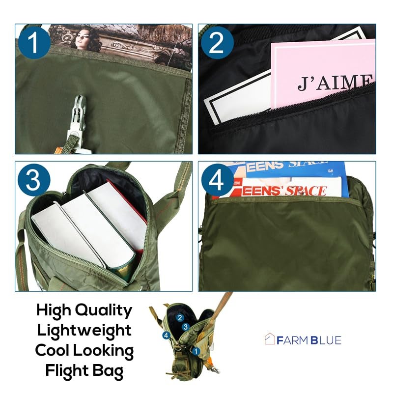 Farm Blue Tactical Flight Bag Aviators Parachute Pilot Helmet Bag #1 OD Green - Military Style - Image 5