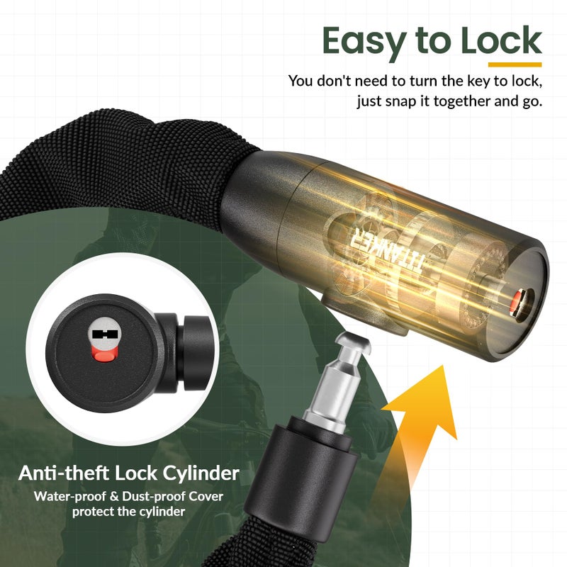 Titanker Heavy Duty Bicycle Lock Chain with Keys - 3 Feet Anti-Theft Lock for Bikes, Motorcycles, Doors, Gates, Fences, Grills (6mm Thick) - Image 3