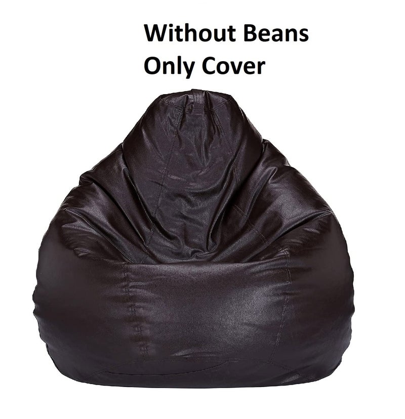 Fluffy's Fluffys Bean Bag Cover Leatherette Brown Sofa Cover Chair Sturdy Zipper Recliner Bean Bag Cover Organizing Storage Water Resistant Furniture No Filler - Image 2