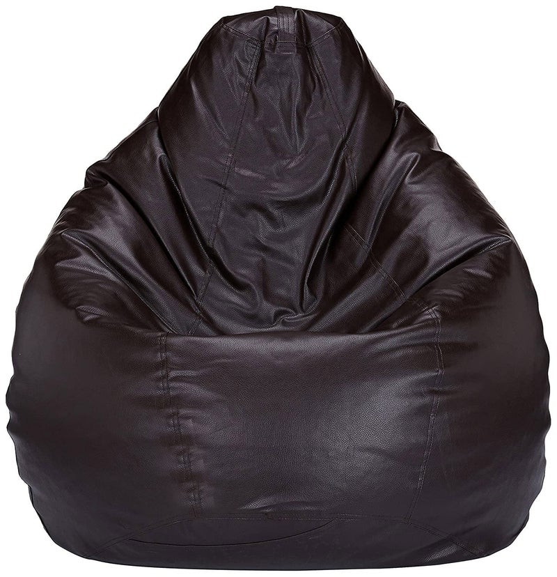 Fluffy's Fluffys Bean Bag Cover Leatherette Brown Sofa Cover Chair Sturdy Zipper Recliner Bean Bag Cover Organizing Storage Water Resistant Furniture No Filler - Image 1