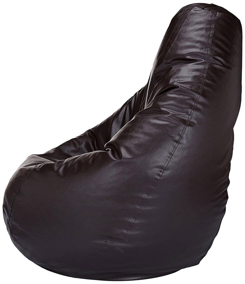 Fluffy's Fluffys Bean Bag Cover Leatherette Brown Sofa Cover Chair Sturdy Zipper Recliner Bean Bag Cover Organizing Storage Water Resistant Furniture No Filler - Image 4