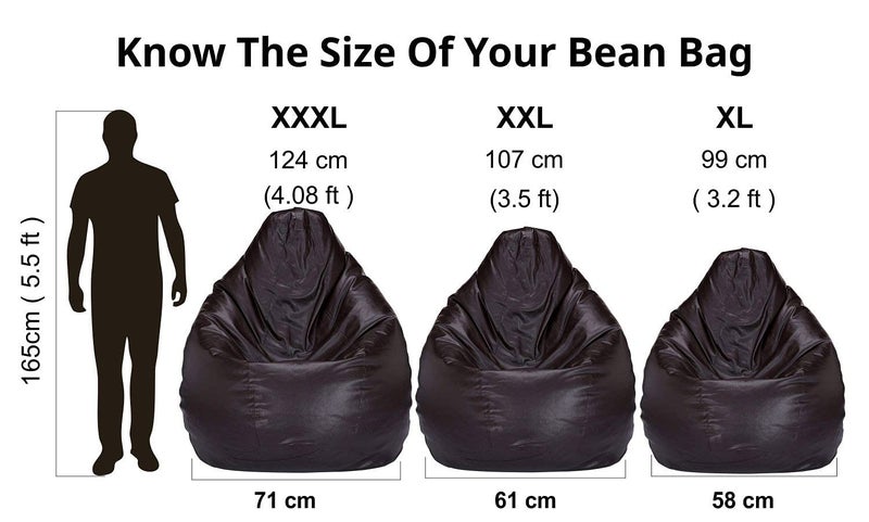 Fluffy's Fluffys Bean Bag Cover Leatherette Brown Sofa Cover Chair Sturdy Zipper Recliner Bean Bag Cover Organizing Storage Water Resistant Furniture No Filler - Image 5