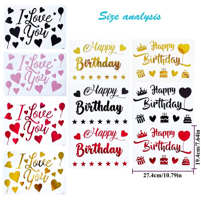 Mimeile Happy Birthday Stickers for Balloons I Love You Bobo Stickers 10 PCS Mixed Color DIY Letter Decals Glass Paster Celebration Birthday Decoration Party Supplies - Image 2