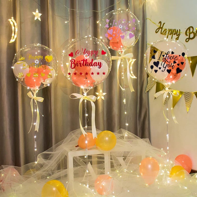 Mimeile Happy Birthday Stickers for Balloons I Love You Bobo Stickers 10 PCS Mixed Color DIY Letter Decals Glass Paster Celebration Birthday Decoration Party Supplies - Image 4