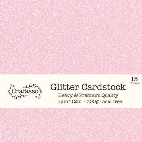Crafasso 12" x 12" 300gms Heavy & Premium Glitter cardstock, 15 Sheets, Light Pink - Image 5