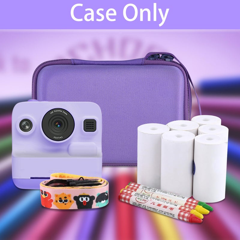 Aenllosi Hard Camera Case for Dylanto/Meetrye/Anchioo Kids Camera Instant Print,Camera Bag for Toddler Video Camera & 6PCS Print Camera Paper Refills Roll(Only Case,Purple)