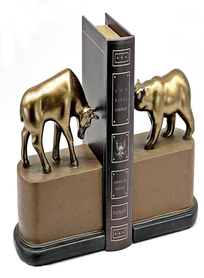 Bellaa Bull Bear Decorative Vintage Bookends Business Gifts for Executives Manager Finance Company Stock Consultant Advisor Animal Book Ends Bookshelves Support Statues - Image 2