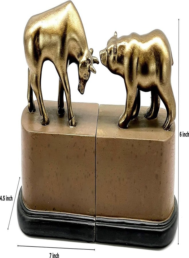 Bellaa Bull Bear Decorative Vintage Bookends Business Gifts for Executives Manager Finance Company Stock Consultant Advisor Animal Book Ends Bookshelves Support Statues - Image 4
