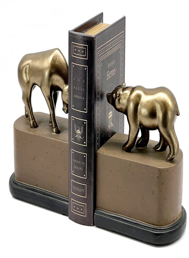 Bellaa Bull Bear Decorative Vintage Bookends Business Gifts for Executives Manager Finance Company Stock Consultant Advisor Animal Book Ends Bookshelves Support Statues - Image 5
