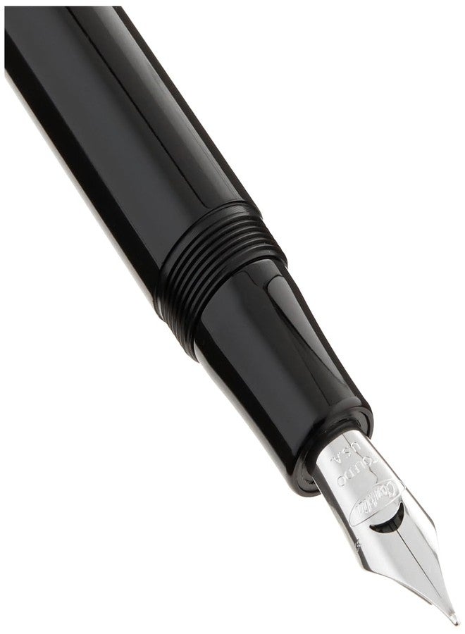 Conklin Toledo Fountain Pen in Black with Blue and White Ring Segments - Medium Nib - Luxury Fountain Pen with Chrome Accents - Image 3