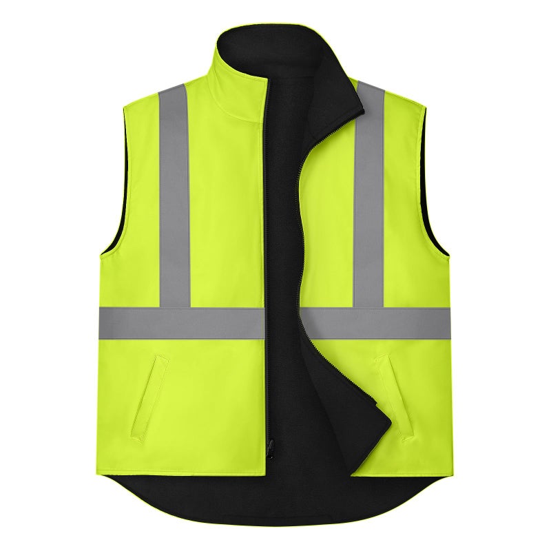 TCCFCCT Hi Vis Winter Safety Vest for Men Women with Fleece Inner, Reversible High Visibility Reflective Winter Work Jacket without Sleeves, Wind Resistant, Waterproof, 20V-Yellow 2XL - Image 1