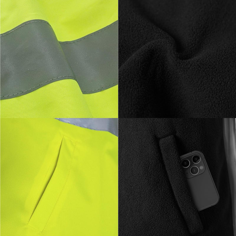 TCCFCCT Hi Vis Winter Safety Vest for Men Women with Fleece Inner, Reversible High Visibility Reflective Winter Work Jacket without Sleeves, Wind Resistant, Waterproof, 20V-Yellow 2XL - Image 4