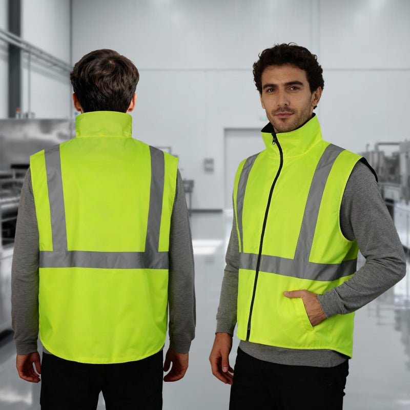 TCCFCCT Hi Vis Winter Safety Vest for Men Women with Fleece Inner, Reversible High Visibility Reflective Winter Work Jacket without Sleeves, Wind Resistant, Waterproof, 20V-Yellow 2XL - Image 5