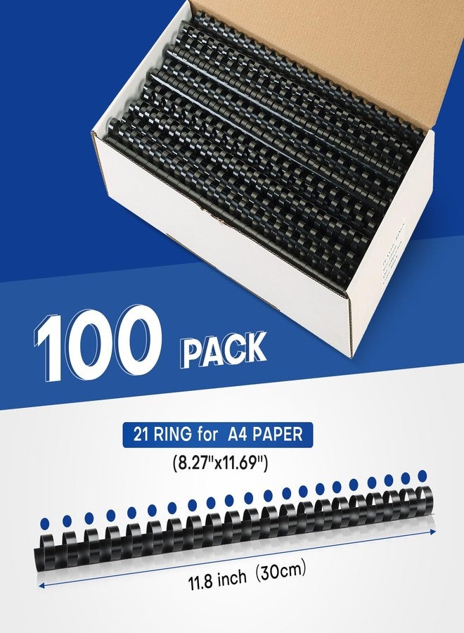 MYFULLY 21 Ring Plastic Binding Combs, 9/16 Inch Diameter, 120 Sheet Capacity, 100 Pack Black Comb Binding Spines- Perfect for Office & School Letter Size Document Binding - Image 3