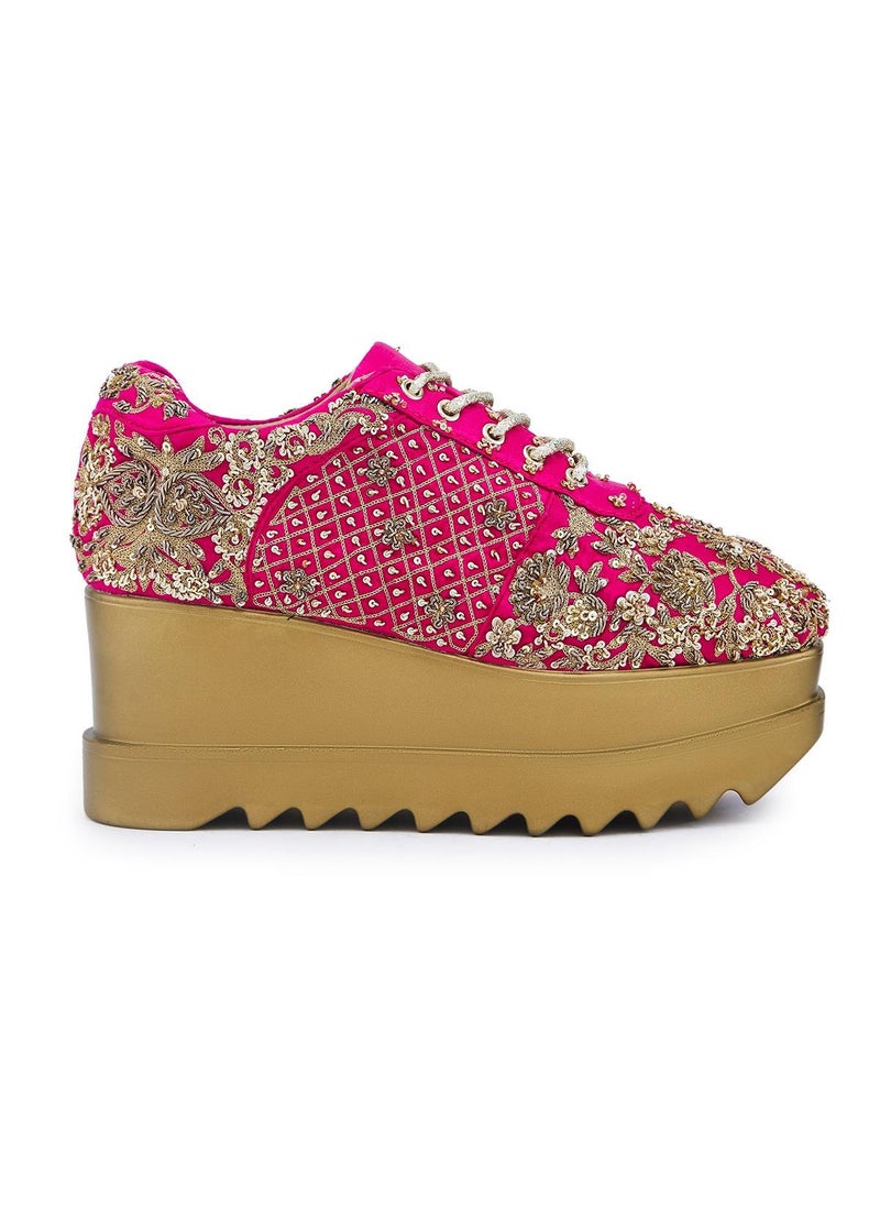 Anaar Anaar Swoon Town WEDGE SNEAKERS, Womens Festive, Special Occasion and Partywear Premium Shoes  - Image 2