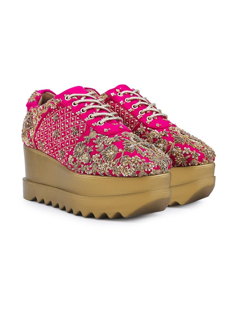 Anaar Anaar Swoon Town WEDGE SNEAKERS, Womens Festive, Special Occasion and Partywear Premium Shoes  - Image 4