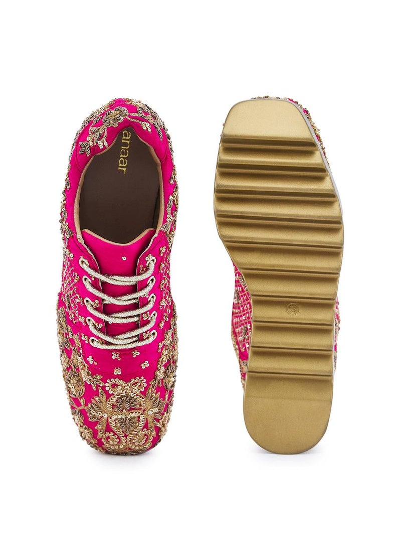 Anaar Anaar Swoon Town WEDGE SNEAKERS, Womens Festive, Special Occasion and Partywear Premium Shoes  - Image 3