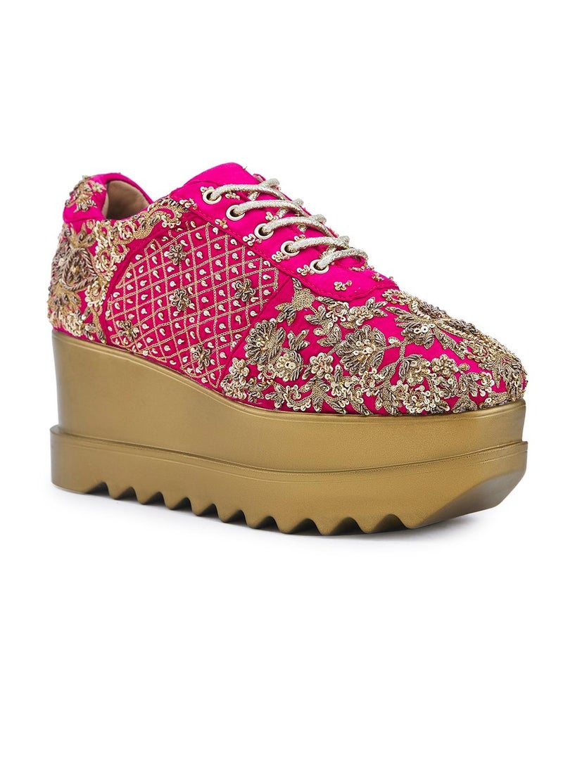 Anaar Anaar Swoon Town WEDGE SNEAKERS, Womens Festive, Special Occasion and Partywear Premium Shoes  - Image 1