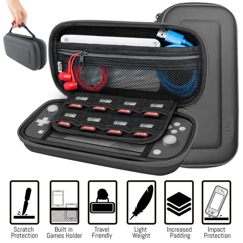 Orzly Switch Lite Accessories Bundle - Case & Screen Protector for Nintendo Switch Lite Console, USB Cable, Games Holder, Comfort Grip Case, Headphones, Thumb-Grip Pack & more ( Gift Pack - Grey) - Image 4