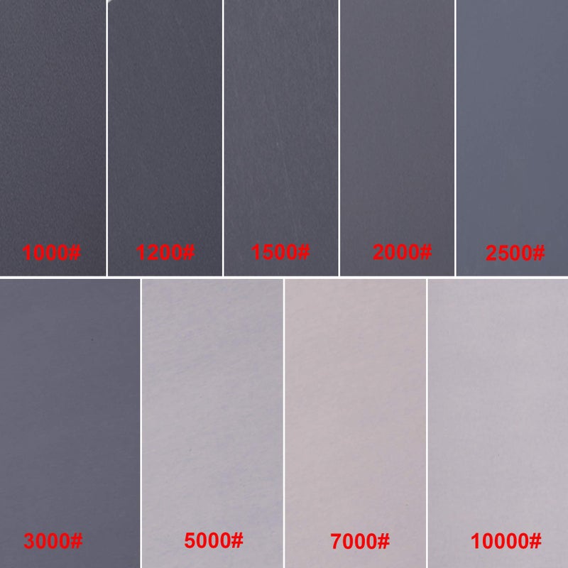 AUSTOR 63 Pcs Wet and Dry Sandpaper Assorted 1000, 1200, 1500, 2000, 2500, 3000, 5000, 7000, 10000 Grit Abrasive Paper Assortment Sanding Sheets for Automotive Sanding Wood Furniture Finishing - Image 5