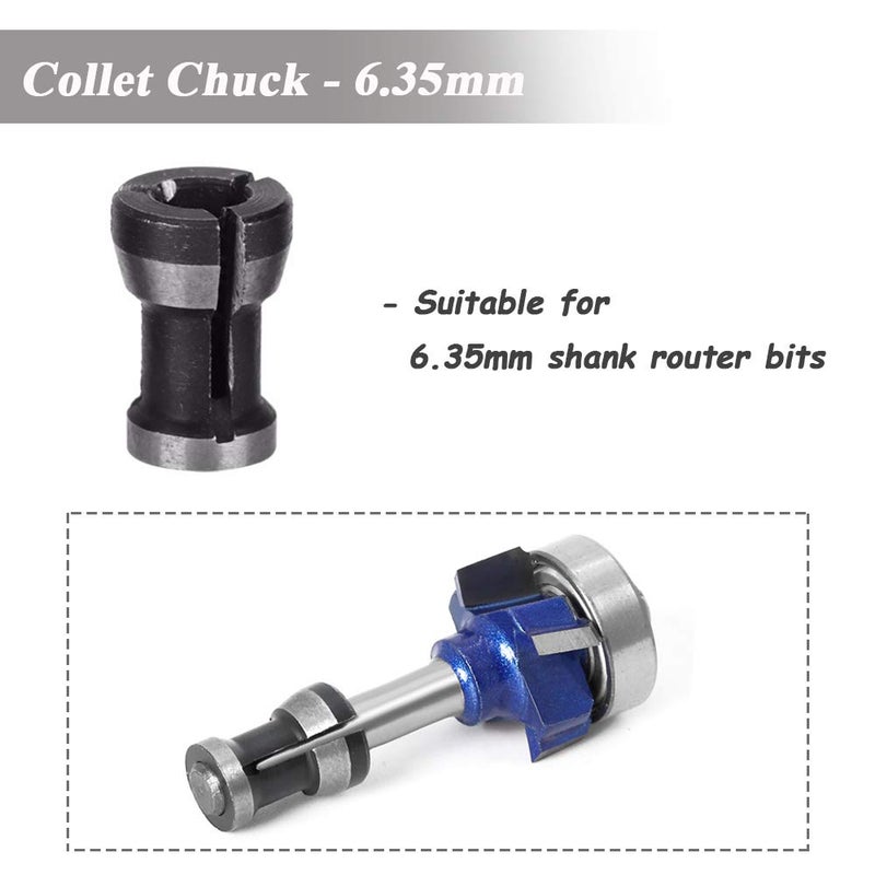 Mesee 3 Pieces Router Collet Chuck, 6mm 6.35mm 8mm Router Bit Collet Chuck Clamping Adapter for Woodworking CNC Engraving Trimming Carving Machine Tool - Image 5