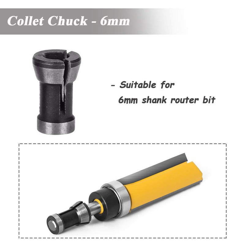 Mesee 3 Pieces Router Collet Chuck, 6mm 6.35mm 8mm Router Bit Collet Chuck Clamping Adapter for Woodworking CNC Engraving Trimming Carving Machine Tool - Image 4