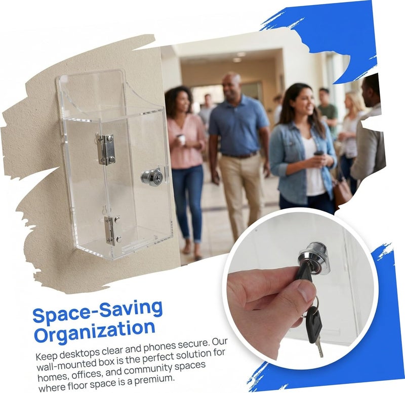 Wall Mounted Phone Storage Box with Lockable Cabinet Single Compartment Cell Phone Locker for Office Classroom Gym Employee - Image 3