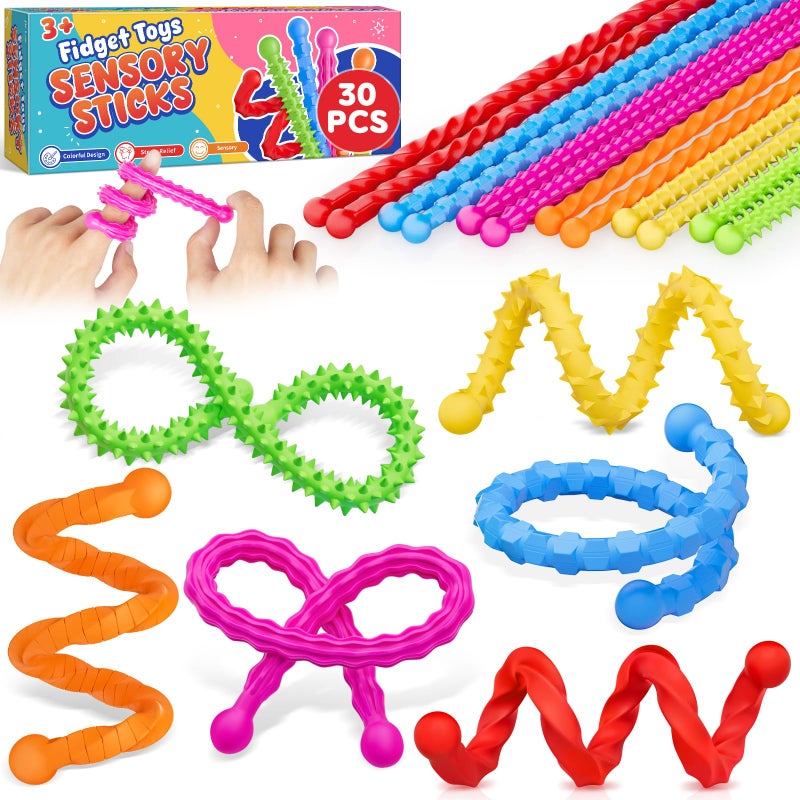 Fasray 30 Pcs Cards with Sensory Sticks for Kids Class School Exchange Fidget Toys Gifts Quiet Silicone Textured Fidgets for Students Teachers Classroom Prizes Rewards Easter Basket Stuffers Party Favors - Image 3