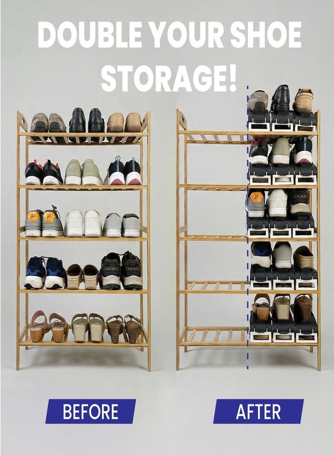 Aditya polymers - Pack of 6 pcs. Adjustable Shoe Organizers/Organiser/Shoe Shelf/Rack/Slots/holders/Space Saver/double deck/layer/Storage Cum Organizer - Grey & White Combo, Plastic - Image 3