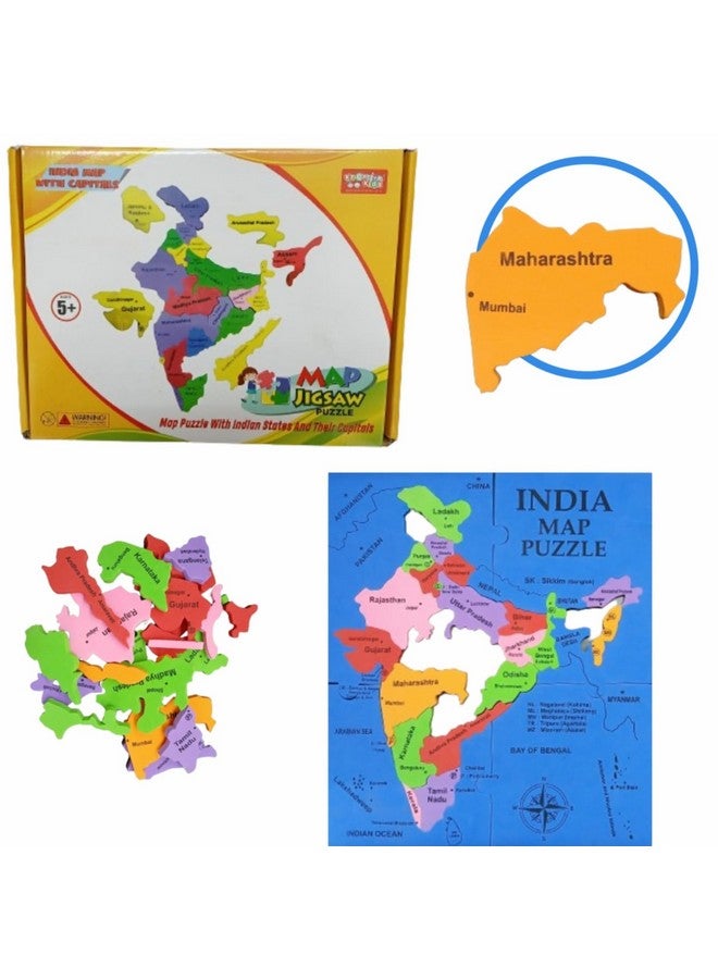 كرييتف كيدز خريطة الهند من إسفنج الأطفال المبدعين مع الولاية والعاصمة - Image 5