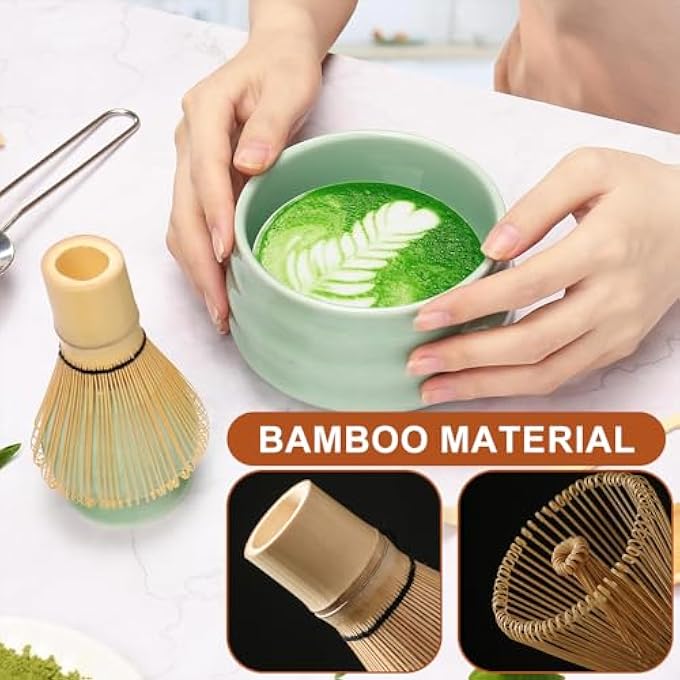 YANGUN Matcha Tea Set 6Pcs Matcha Whisk Set Matcha Starter Making Kit Matcha Green Tea Whisk Set With Scoop Spoon Sifter Whisk Holder For Tea Ceremony Tea Drinking - Image 4