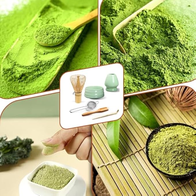 YANGUN Matcha Tea Set 6Pcs Matcha Whisk Set Matcha Starter Making Kit Matcha Green Tea Whisk Set With Scoop Spoon Sifter Whisk Holder For Tea Ceremony Tea Drinking - Image 3