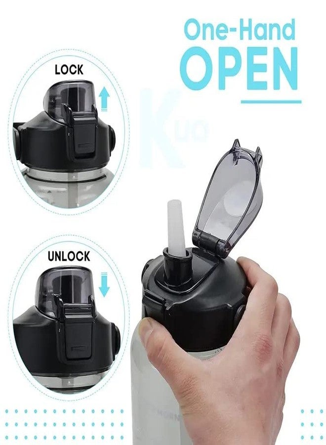 MARTEEN Plastic 2 L Capacity Belt Straw Transparent Motivational Water Bottles|Time Marker Leak Proof&Break-Proof|Best Usage For Office/School/Gym/Travel Bottle|Bpa-Free Fitness Sports Bottle (Black) - Image 3